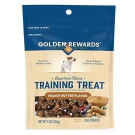 Golden|Rewards Dog Training Treats with Peanut Butter Flavor, 9 oz, Made with Real Chicken & Superfoods, Soft Texture, No Corn, Wheat, or Soy, Great for Obedience & Trick Training for All Dog Sizes