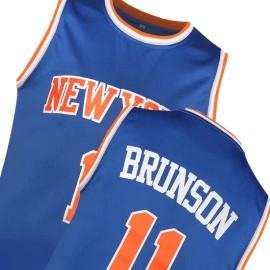 Wholesale Men's New York #11 Embroidered Basketball Shirt - Royal Blue and Orange Accents Basketball JerseySize: XL, Color: Blue
