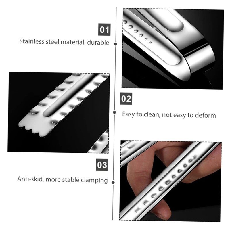 Ipetboom Stainless Steel Steak Tongs with Ergonomic Handle Practical Food