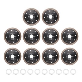 HARFINGTON 10pcs Diamond Saw Blade 4" Dia 7/8" Arbor Circular Cutting Wheel with 7/8" to 5/8" Arbor Adapter Reducer Ring 3mm Thick for Masonry Tile Marble Ceramics Concrete Cement, Black