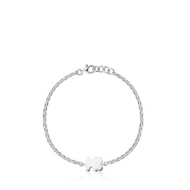 TOUS Pulsera de Plata de Primera Ley para Mujer con Motivo Oso de 1 cm, 17.5cm de Largo, Plata de Ley 925, Clásica y Elegante, Colección TOUS Basics