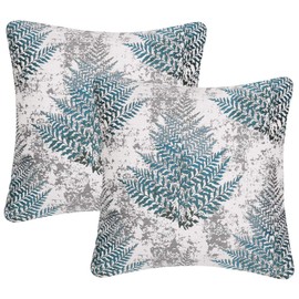 Pack of 2, Yeiotsy Nordic Style Throw Pillow Covers for Sofa Bed Car Chair Geometric Cushion Cases Jacquard Chenille (18 X 18 Inches, Teal Fern)