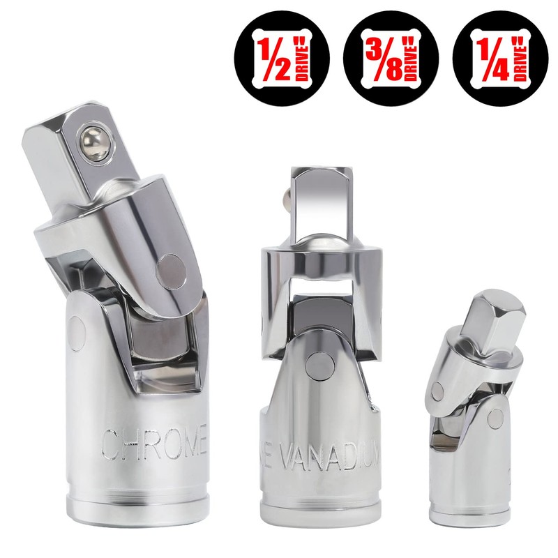 VASTOOLS Universal Joint Socket Adapter 3pcs, 1/4, 3/8 & 1/2