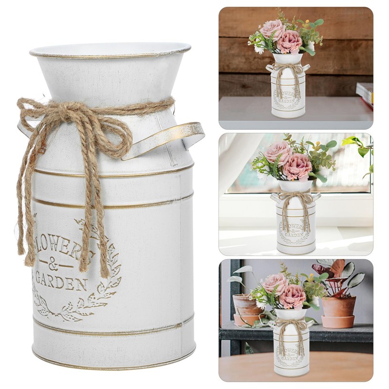 Kichvoe Farmhouse Flower Jug Rustic Pitcher Vase for Artificial Fresh