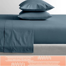 Mr Pandaa 100% Giza Egyptian Cotton Dreams Sheet Set, Long-Staple Cotton, 6 PC Giza-Bed-My-Sheets-&-Pillowcases, Sateen Weave Soft Silky Feel, Fits Mattress Upto 15'' Deep - Mediterranean-King