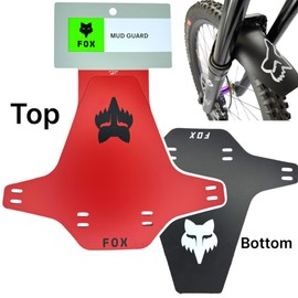 f26 Fox Mud Guard Bicycle Racing MTB DH FR Ebike Fork Splash Guard Fender Mudguard (Retro Red/Logo Black)