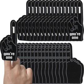 ZCYSRLQIN 24 Pcs Mini Foam Fingers Sports Fan Foam Finger Foam Hand Foam Finger #1 for Sporting Events Games Birthday Party Supplies Sport Events Baseball Basketball Soccer Team Gifts (Black)