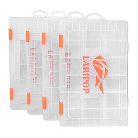 LARIPOP Fishing Tackle Box Set with Adjustable Dividers, Transparent Organizer Tray, Plastic Tool Box, Bait Separator -Angler's equipment lure box - 2 Packs /4 Packs Tackle Trays - Parts Box