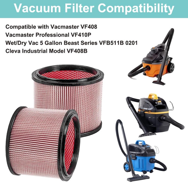 2 Pack Vacuum Filter Replacement Compatible with Vacmaster VF408, VF410P,