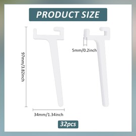 BENECREAT Pack of 32 Acrylic Pegboard Hooks 93 mm Pegboard Hook Packages for Pegboards for Crafts Warehouse Garage Kitchen Sale and More (White)