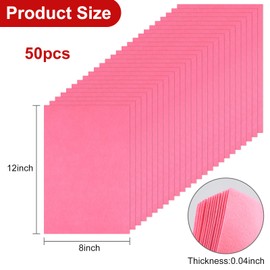 CHRORINE 50 Pcs Assorted Color Felt Fabric Sheets 8" x 12" Soft Felt Fabric Sheet for Crafts DIY Sewing Squares Nonwoven Patchwork (Pink)