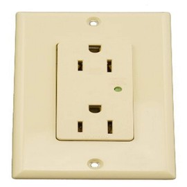 Leviton 5280-I 15-Amp, 125-Volt, Decora Plus Duplex Receptacle, Straight Blade, Industrial Grade, Surge with Indicator Light, Ivory