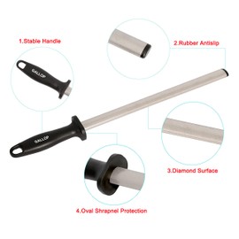 12 Inch Diamond Honing Steel,Knife Sharpener Rod,For Sharpening Kitchen Knife, Cooking Knives, Butcher's Knives, Home Gourmet Blades, Garden Tools Sharpening Stick