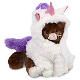DolliBu Brown Cat Unicorn Plush Stuffed Animal Toy - Super Soft Catcorn Dress Up with Removable Plush Unicorn Outfit, Cute Fantasy Wildlife Gift with Name Personalization - 7 Inches