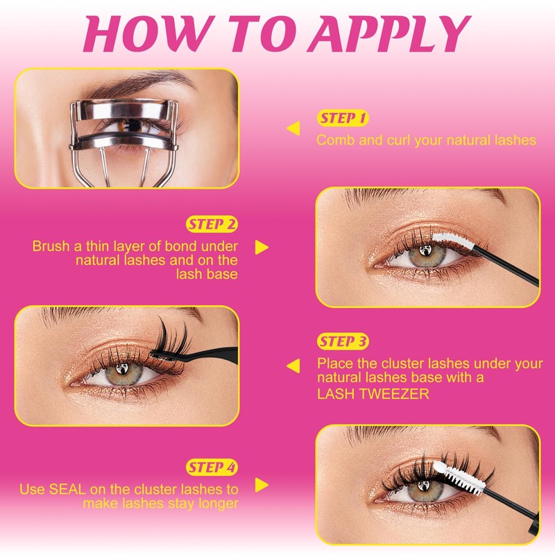 Freya Lash Clusters, 10mm Natural Wispy D Curl Individual Lashes
