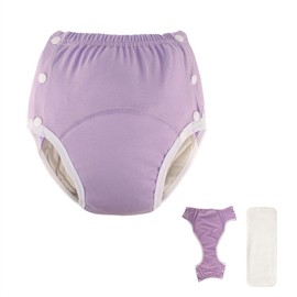 LAROTSUBA Patients Underwear,Post Surgery Underwear with Snaps,Washable Incontinence Underwear with Movable Diaper,Patient Care Pants for The Elderly,Postpartum(Purple,XXL)