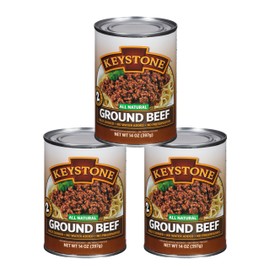 Keystone Meats All Natural Heat and Serve Ground Beef 14 oz – Fully Cooked Canned Meat – Ready to Eat – 5-Year Shelf Life – Pantry Staple for Everyday Meals, Emergency Survival Canned Food – Made in USA – Pack of 3