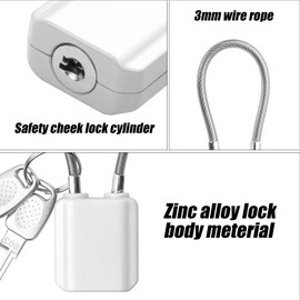 Luggage Locks with Keys, Mini Size Cable Locks with Keys for Travel Suitcase Locks Padlock Apply to Locker Lock, Suitcase, Carry On, Backpack, Laptop Bag (2PCS) (Silver)