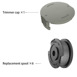 TRUSTLIONTEK Mower Spool, 6pcs Φ1.65mm 4.9m F016800569 Nylon Replacement Spool + F016F05320 Spool Cover Mower Spool for Bosch EasyGrassCut 18 23 26 SL (6 Thread Spools, 2 Trimmer Cover)