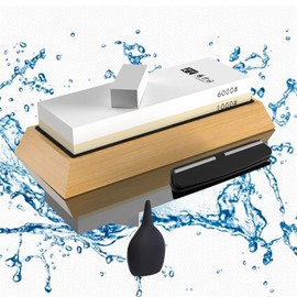 Knife Sharpening Stone 1000/6000 Grit 2 Side Combination Sharp Pebble Premium Whetstone with Bamboo Base Polishing Tool for Blades and Kitchen Knives