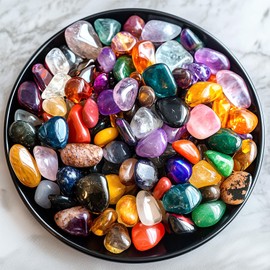SigMntun Polished Mixed Crystal Chips 200 Pcs - 0.3" Tumbled Stone Chips Crushed Sea Glass Stones Healing Reiki Crystal Making Home Decoration