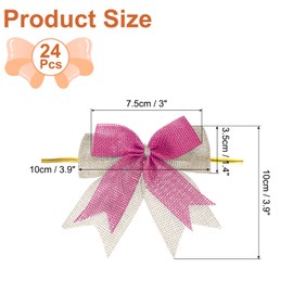 PATIKIL 4 Inch Mini Burlap Bows for Crafts, 24 Pcs Handmade Bow Knot Double Layer Ornament Bow Pre-Tied Bowknot for Festival Holiday Party Supplies, Beige/Pink
