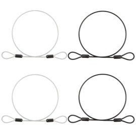 1/8" Travel Security Cable Lock, 7×7 Braided Steel Wire with Double Loops, PVC-Coated Anti-Theft Cable for Luggage, Backpack & Outdoor Gear, Black & White, 3.3 ft, 4 Pack