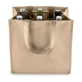 True Wine Tote Bag With Dividers, 6 Bottle Carrier For Wines & Champag