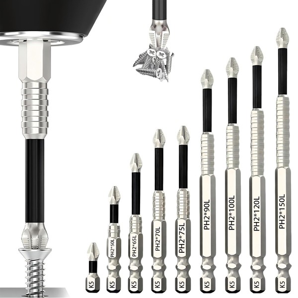 9PCS High-Magnetic Screwdriver Drill Bit Set, Anti-Slip Magnetic Electric Screwdriver