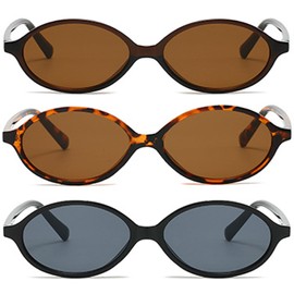 Retro Cat Eye Sunglasses for Women 90s Oval Y2K Style Small Lightweight UV400 Sunnies for Travel Beach Daily Wear 8074 Black+brown+tortoise