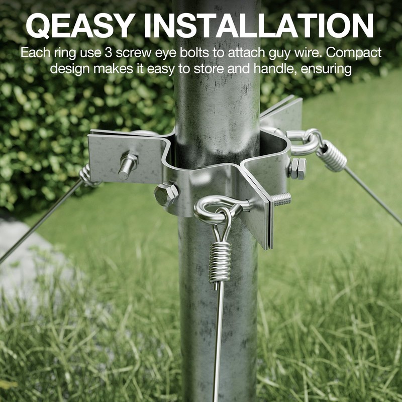 Guy Wire Ring, Heavy Duty Stainless Steel Adjustable 3 Way
