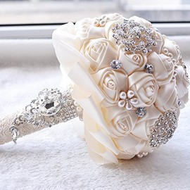 Jackscale JACKCSALE Wedding Bride Bridal Bouquet Brooch Bouquet Bridesmaid Valentine's Day Bouquet Confession (D453 Creamy)