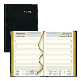Brownline 2023 Executive Daily Planner, Appointment Book, 12 Months, January to December, Sewn Binding, 7.125" x 4.875", Black, Trilingual (CBE504-23)