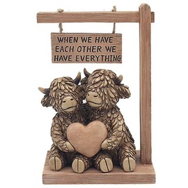 Lesser & Pavey Hughie Highland Cow Each Other Figurine For Home & Office | Home Decor Ornaments Gift For Women & Men | Beautiful Figurine For Indoor & Outdoor | Living Room Decor Ornaments