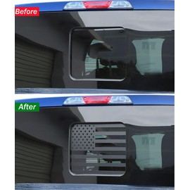 Zxiaochun Rear Middle Window American Flag Decal for Ford F150 F250 F350 2015-2020 2021 2022 2023 2024 2025 Back Center Sliding Window Glass USA Flag Vinyl Sticker Exterior Accessories(Matte Black)