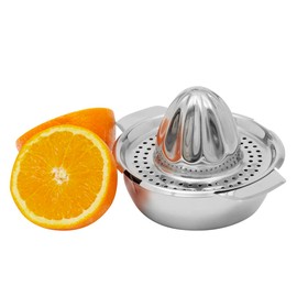 Home Basics Stainless Steel Manual Citrus Juicer with Strainer, 2 Pour Spouts & 8 oz Bowl, Chrome