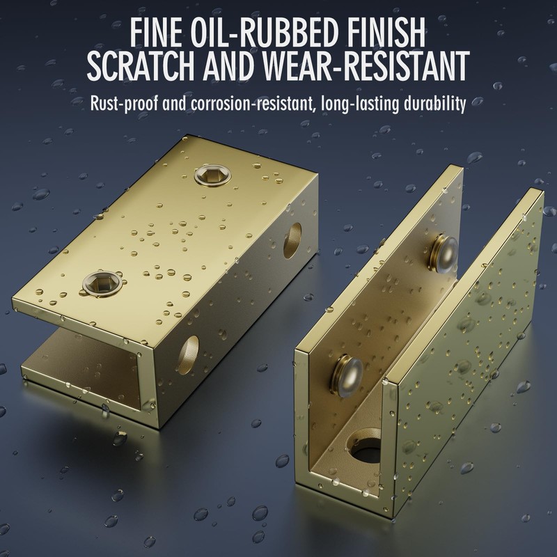 Ranbo 2 Pcs Frameless Glass Clamp Brackets for Shelf and