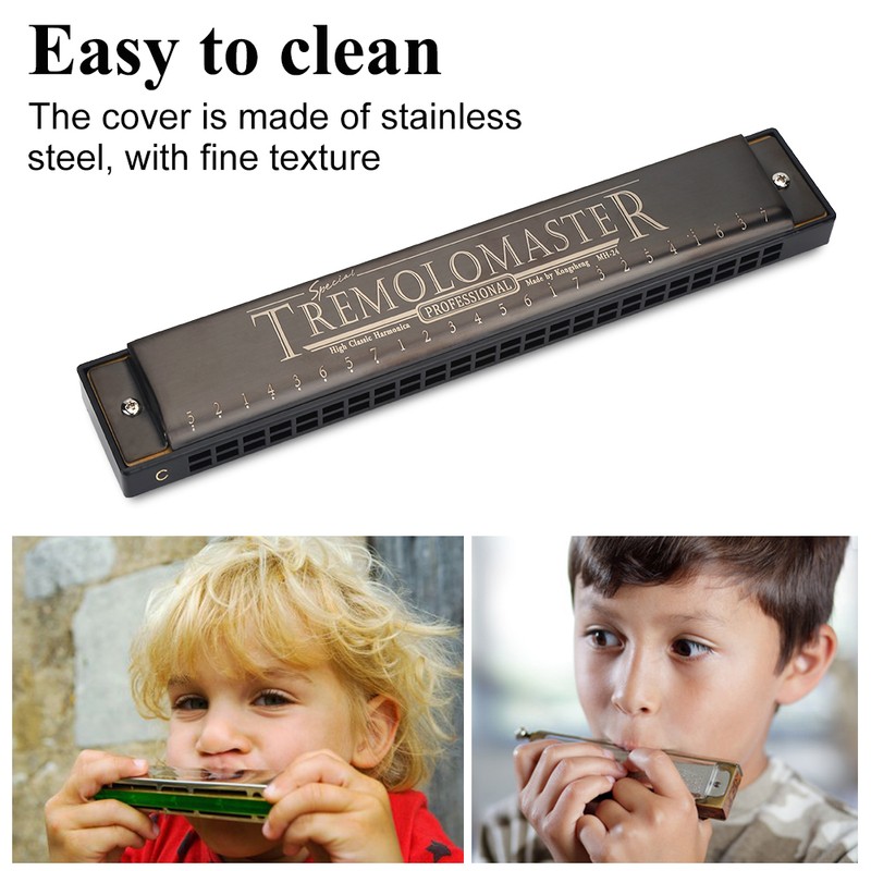24 Holes 12 Tone C Key Harmonica Mouth Organ Musical
