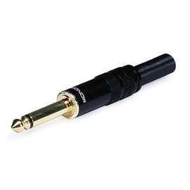 Monoprice 1/4 Inch (6.35mm) TS Mono Plug - Black Shell | 7.5mm Outside Diameter, Gold Plated, Strain Relief Boot