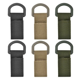 XINGSUI Pack of 6 Tactical Key Pendants, Outdoor Tactical Nylon Webbing, Tactical Gear Carabiner Clip, for Outdoor Camping, Hiking, Mountaineering (Black, Green, Khaki)