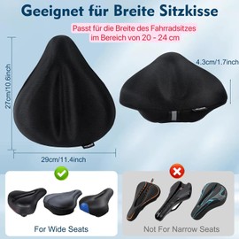 ROGTYO 27 x 29 cm Gel Saddle Cover Bicycle Saddle Cover Gel Cover Extra Soft Wide Large Saddle Cover Cycle Saddle Covers with Waterproof Saddle Protector for Men Women