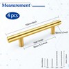 Qimoo 4 Pack Brushed Gold Cabinet Handles, 3-3/4 in Hole