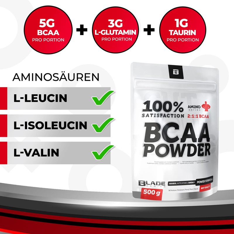 BLADE Series 100% BCAA Powder + Glutamine 500g - Amino