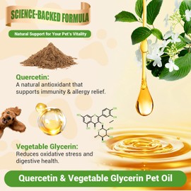 Quercetin for Dogs, Dog Quercetin Liquid Drops, Dog Quercetin Herbal Supplement Support Allergy Relief,Immune Health, Respiratory Health, Skin Health, Gluten Free, Non GMO (60 ml/2 Oz) - 2 Pack