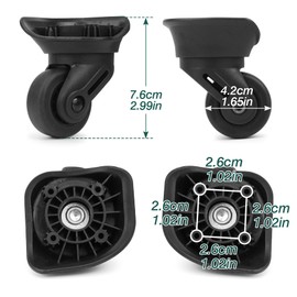 Ech.Apr 2Pcs Luggage Wheels Replacement, Rubber Luggage Swivel Caster, 360 Degree Rotation Wheels for Suitcase Repair Set, EA72