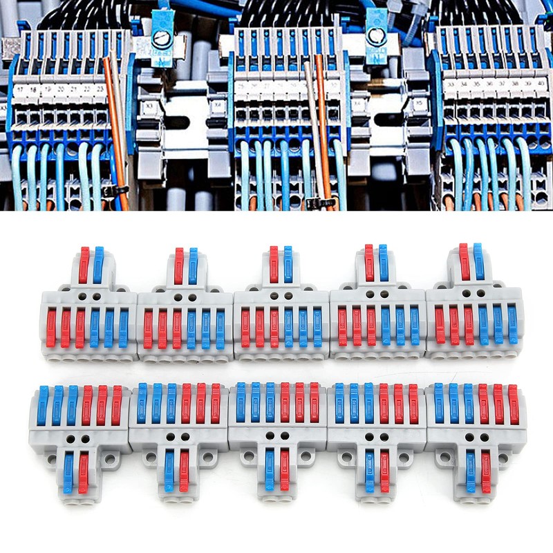 2-in-6-Out Lever Wire Connectors 10-Pack KV426 Push-in Terminal Blocks Compact