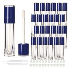 25pcs Empty Plastic 6ml Round Blue Lip Gloss Tubes with Wand Lipgloss containers Tube