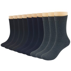 3KB Men's Dress Socks (10 Pairs Per Pack) - Variety of Patterns and Sizes (7-11, Solid Collection)