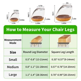 Slanted Chair Leg Floor Protectors(Clear, Fit: 0.8"-1.1")