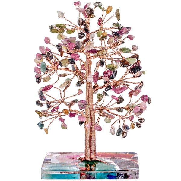 Nupuyai Tourmaline Healing Crystal Money Tree for Home Office Decor,